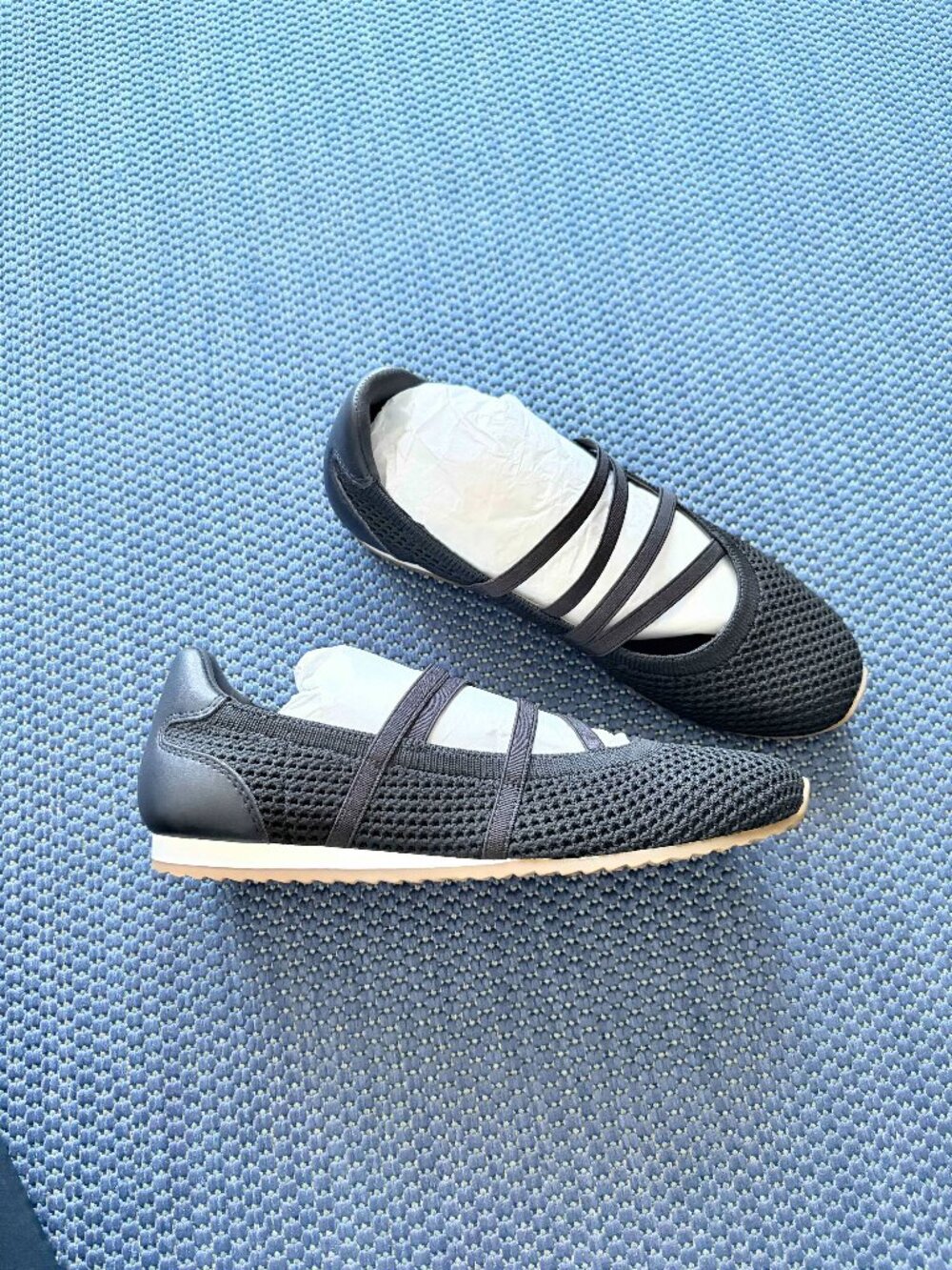 Nordstrom Rack Black Mesh Ballet Flats Elastic Strap Comfort Shoes Women 6